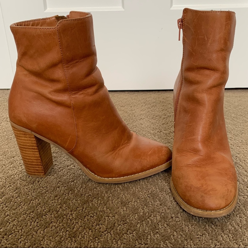 Sole Society Cognac Leather Booties
